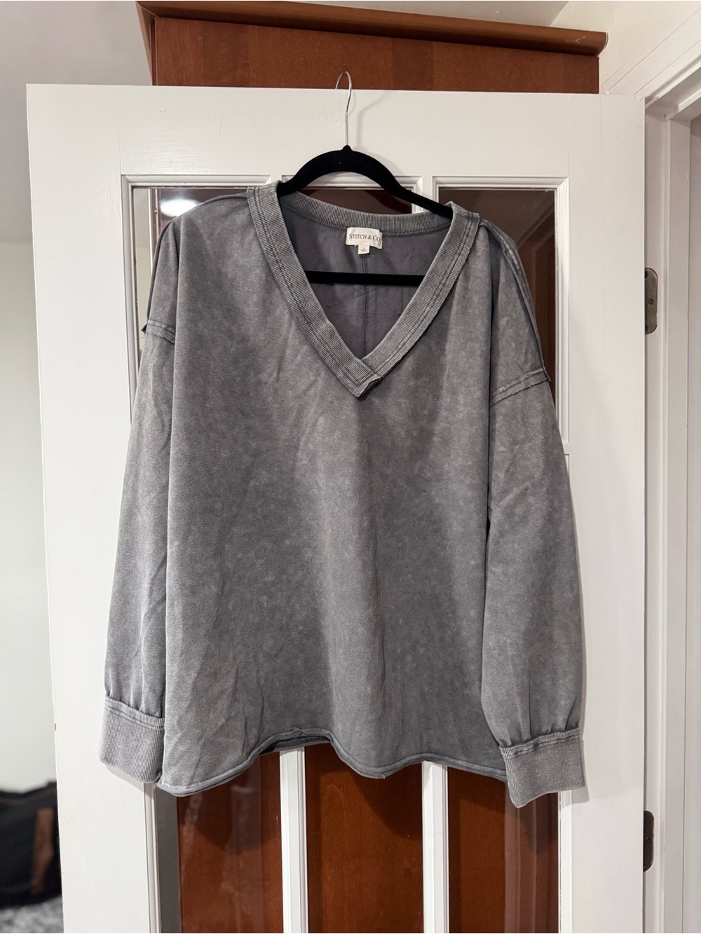 Brand New Stitch & Co Mineral Gray V-Neck Pullover Sweatshirt